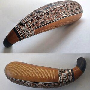 Guiro Maracas Hand Carved Dry Gourd Percussion Instrument Peruvian Shaker Decor